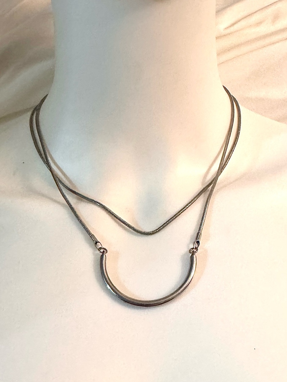 Classic Silver Tone Double-Layer Necklace